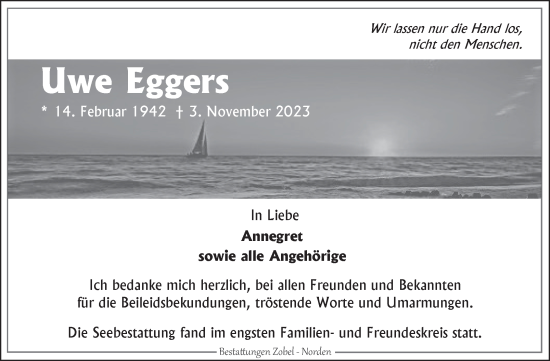 Traueranzeige von Uwe Eggers von Ostfriesischer Kurier