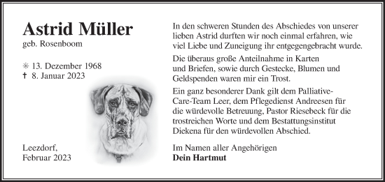 Traueranzeige von Astrid Müller 