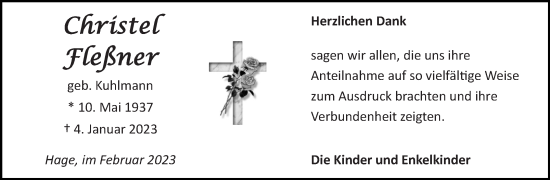 Traueranzeige von Christel Fleßner 