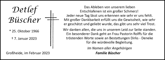 Traueranzeige von Detlef Büscher 
