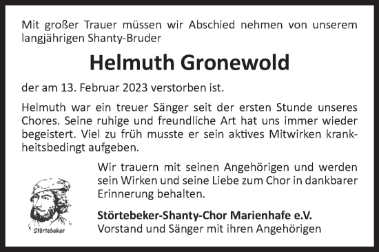 Traueranzeige von Helmuth Gronewold 