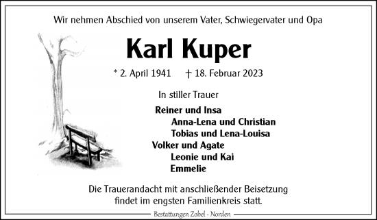 Traueranzeige von Karl Kuper 