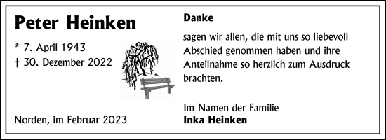 Traueranzeige von Peter Heinken 