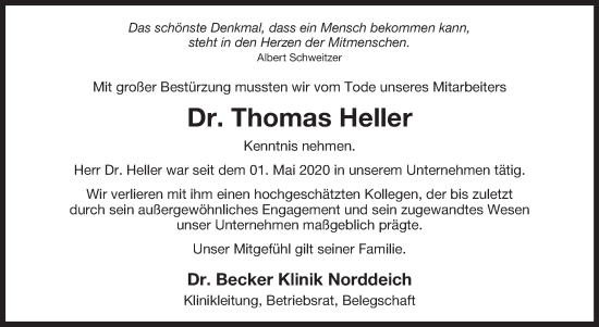 Traueranzeige von Thomas Heller 
