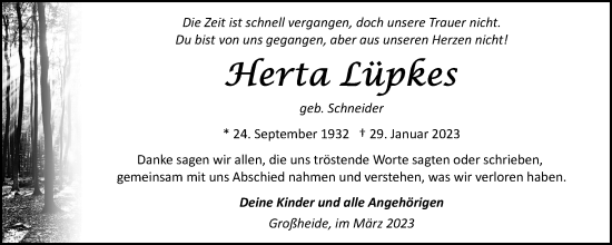 Traueranzeige von Herta Lüpkes 