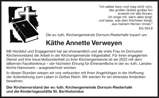 Traueranzeige von Käthe Verweyen 