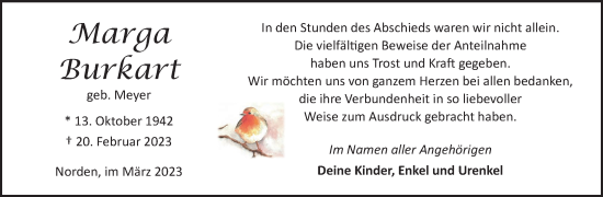 Traueranzeige von Marga Burkart 