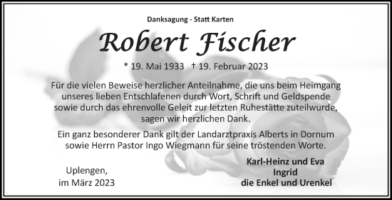 Traueranzeige von Robert Fischer 