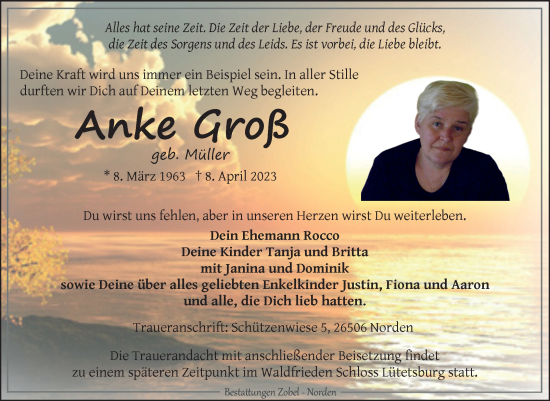 Traueranzeige von Anke Groß 