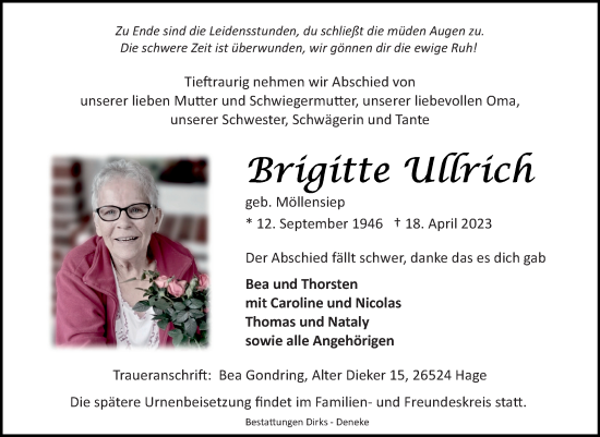 Traueranzeige von Brigitte Ullrich 