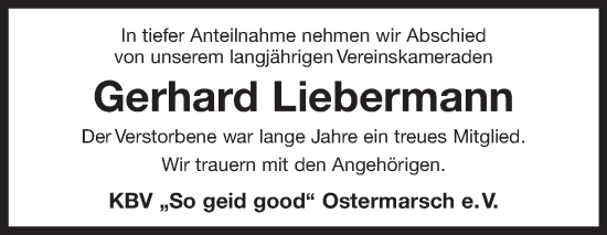 Traueranzeige von Gerhard Liebermann 