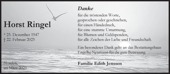 Traueranzeige von Horst Ringel 