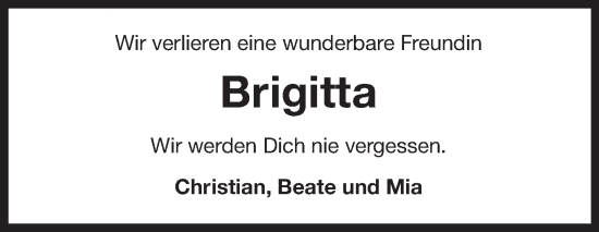 Traueranzeige von Brigitta Ingold Zinsli 