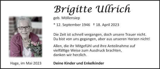 Traueranzeige von Brigitte Ullrich 