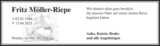 Traueranzeige von Fritz Möller-Riepe 