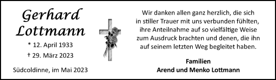 Traueranzeige von Gerhard Lottmann 
