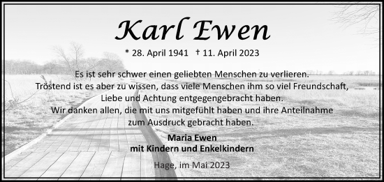 Traueranzeige von Karl Ewen 