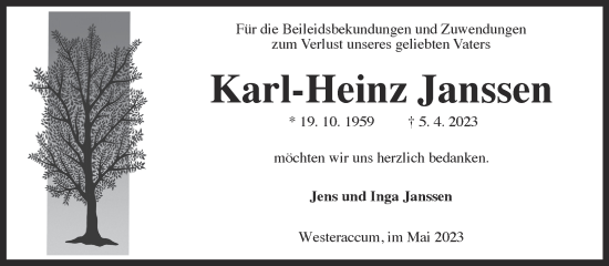 Traueranzeige von Karl-Heinz Janssen 