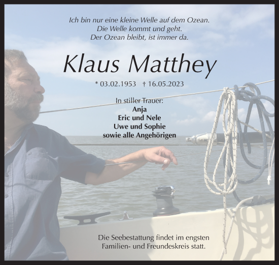 Traueranzeige von Klaus Matthey 