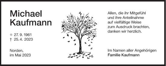 Traueranzeige von Michael Kaufmann 