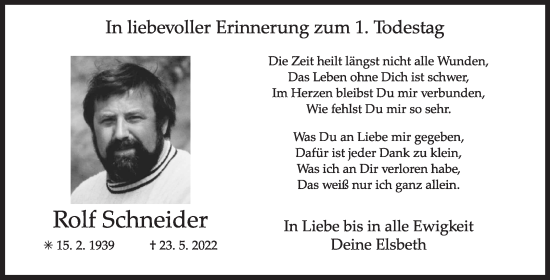 Traueranzeige von Rolf Schneider 
