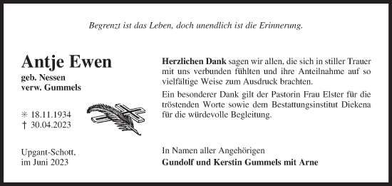 Traueranzeige von Antje Ewen 