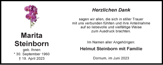 Traueranzeige von Marita Steinborn 