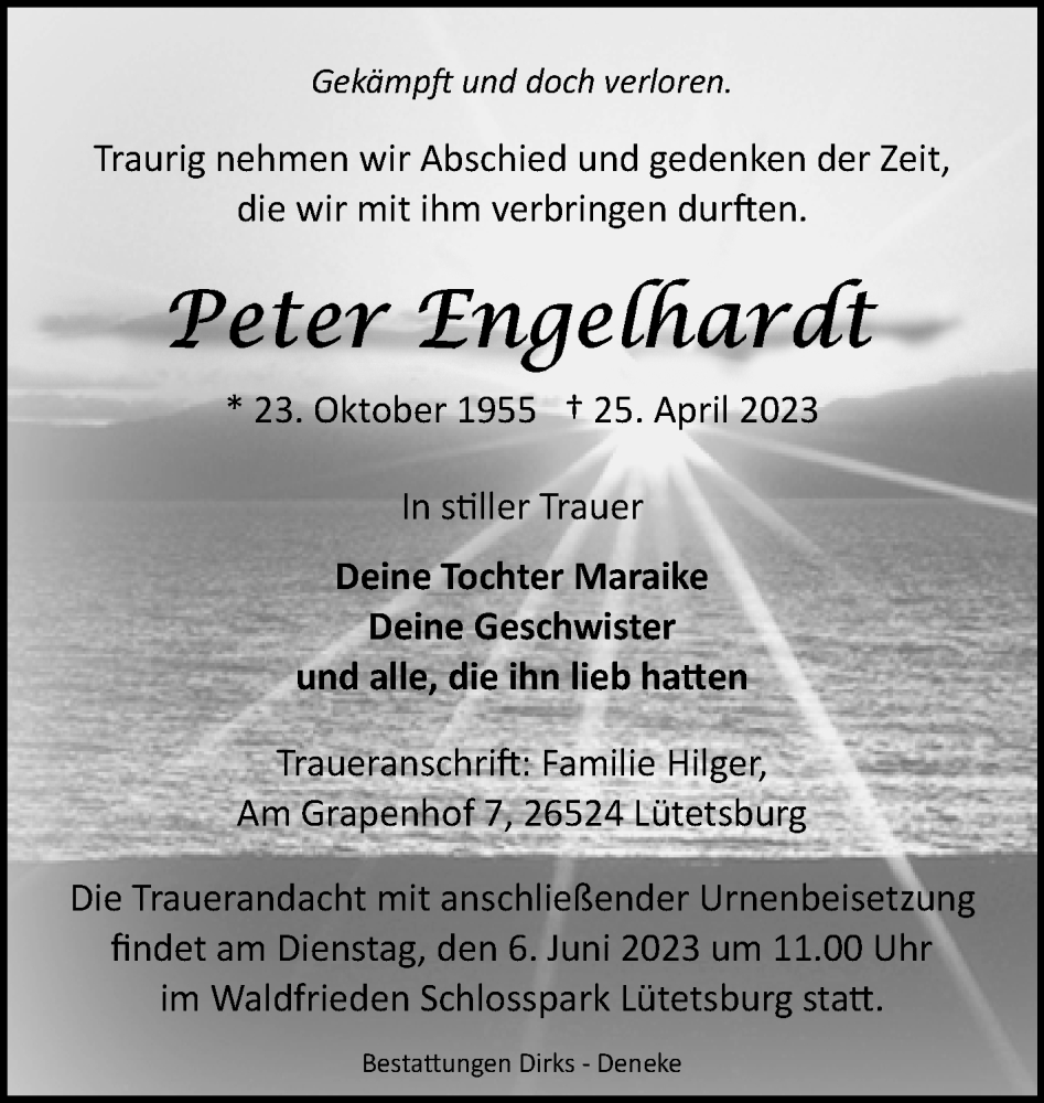  Traueranzeige für Peter Engelhardt vom 03.06.2023 aus 
