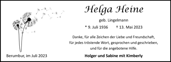 Traueranzeige von Helga Heine von Ostfriesischer Kurier