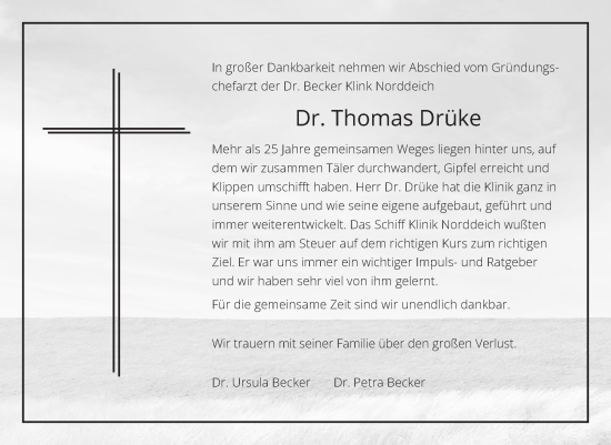 Traueranzeige von Thomas Drüke von Ostfriesischer Kurier