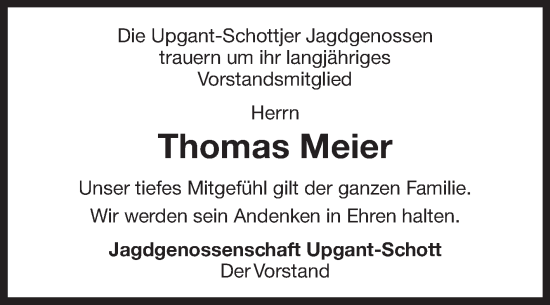 Traueranzeige von Thomas Meier von Ostfriesischer Kurier
