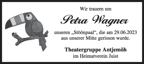 Traueranzeige von Petra Wagner von Ostfriesischer Kurier