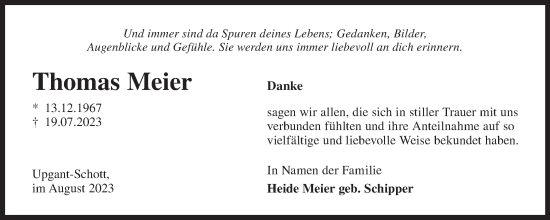 Traueranzeige von Thomas Meier von Ostfriesischer Kurier