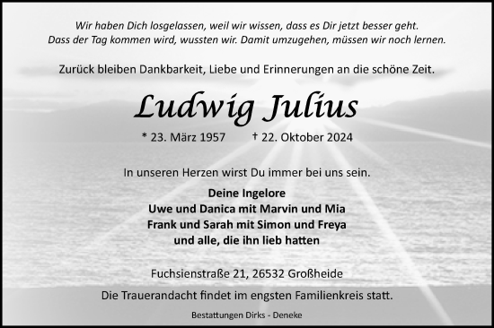 Traueranzeige von Ludwig Julius von Ostfriesischer Kurier