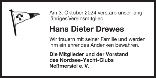 Traueranzeige von Hans Dieter Drewes von Ostfriesischer Kurier
