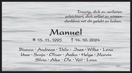 Traueranzeige von Manuel Hördt von Ostfriesischer Kurier