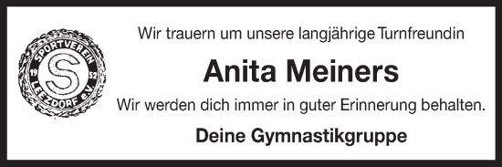 Traueranzeige von Anita Meiners von Ostfriesischer Kurier