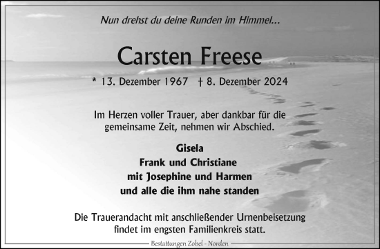 Traueranzeige von Carsten Freese von Ostfriesischer Kurier