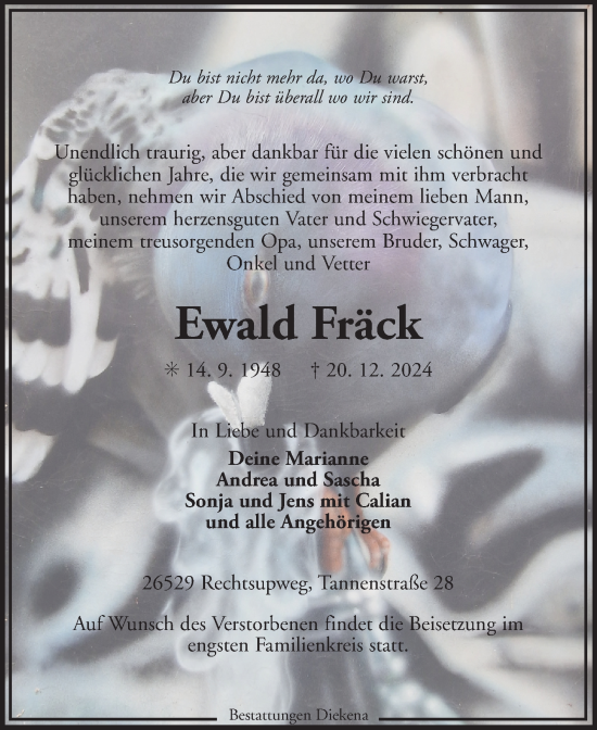 Traueranzeige von Ewald Fräck von Ostfriesischer Kurier