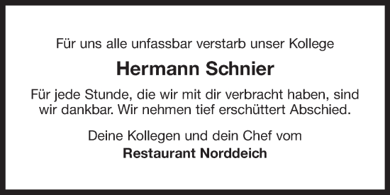 Traueranzeige von Hermann Schnier von Ostfriesischer Kurier