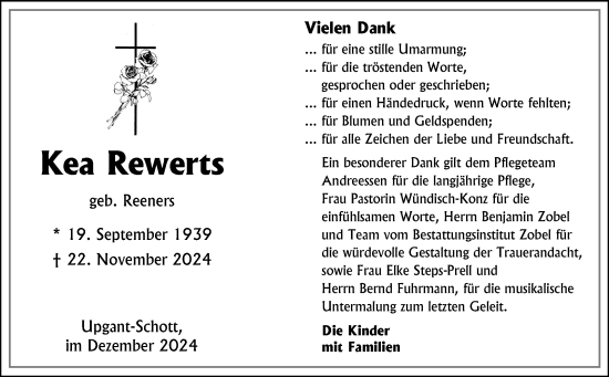 Traueranzeige von Kea Rewerts von Ostfriesischer Kurier