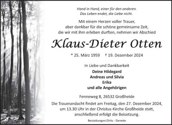 Traueranzeige von Klaus-Dieter Otten von Ostfriesischer Kurier