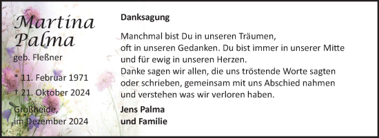 Traueranzeige von Martina Palma von Ostfriesischer Kurier