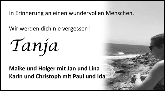 Traueranzeige von Tanja Balfanz von Ostfriesischer Kurier