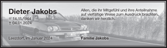 Traueranzeige von Dieter Jakobs von Ostfriesischer Kurier