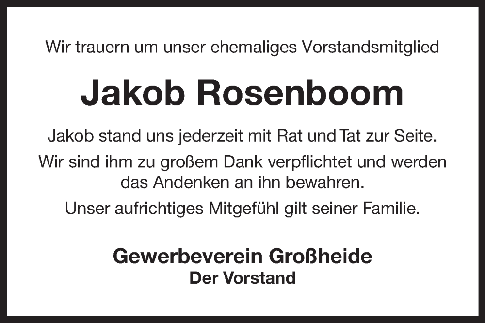  Traueranzeige für Jakob Rosenboom vom 06.02.2024 aus Ostfriesischer Kurier
