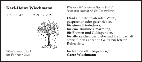 Traueranzeige von Karl-Heinz Wiechmann von Ostfriesischer Kurier