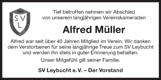 Traueranzeige von Alfred Müller von Ostfriesischer Kurier