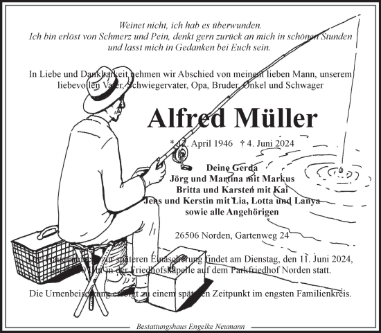 Traueranzeige von Alfred Müller von Ostfriesischer Kurier