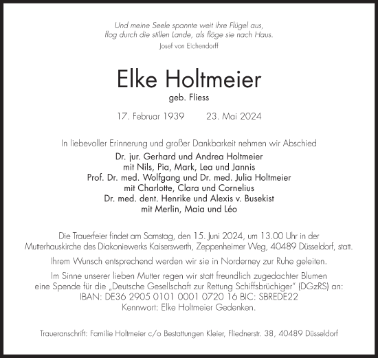 Traueranzeige von Elke Holtmeier von Ostfriesischer Kurier